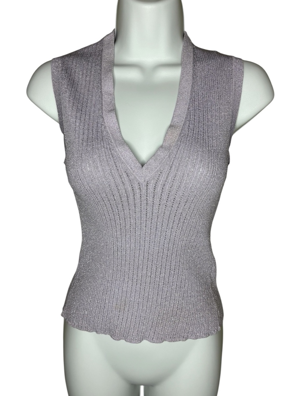 Veronica Beard Women’s Sleeveless Metallic Crop Top Sz L Lavender Sophisticated